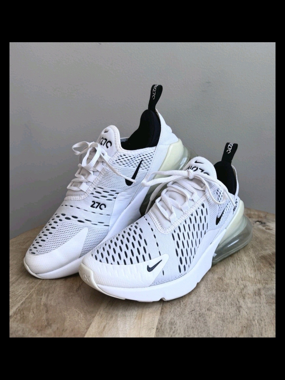 Nike Air Max 270 White/Black Running Women Sneakers. Size 9